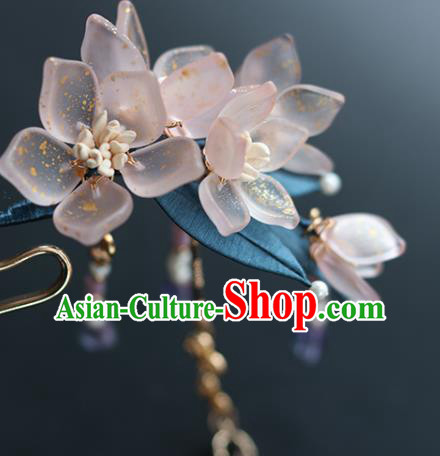 China Traditional Ming Dynasty Tassel Hairpin Classical Pink Flowers Hair Stick China Traditional Ming Dynasty Tassel Hairpin Classical Pink Flowers Hair Stick