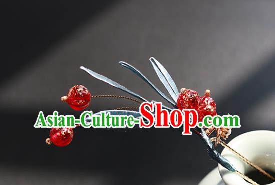 China Traditional Song Dynasty Young Lady Hairpin Classical Red Berry Hair Stick China Traditional Song Dynasty Young Lady Hairpin Classical Red Berry Hair Stick