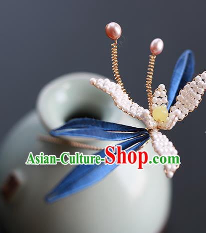 China Classical Beads Orchid Hair Stick Traditional Song Dynasty Princess Hairpin China Classical Beads Orchid Hair Stick Traditional Song Dynasty Princess Hairpin