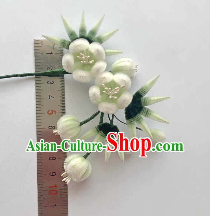 China Classical White Velvet Hairpin Traditional Qing Dynasty Palace Plum Bamboo Hair Stick China Classical White Velvet Hairpin Traditional Qing Dynasty Palace Plum Bamboo Hair Stick