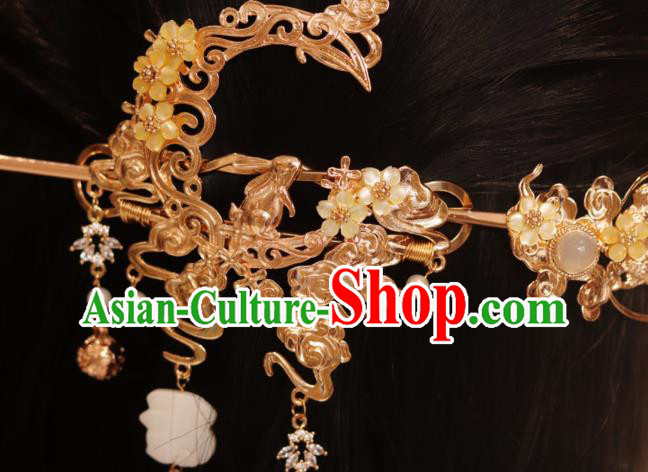 China Classical Hanfu Hair Accessories Traditional Ming Dynasty Princess Hair Crown and Hairpin China Classical Hanfu Hair Accessories Traditional Ming Dynasty Princess Hair Crown and Hairpin