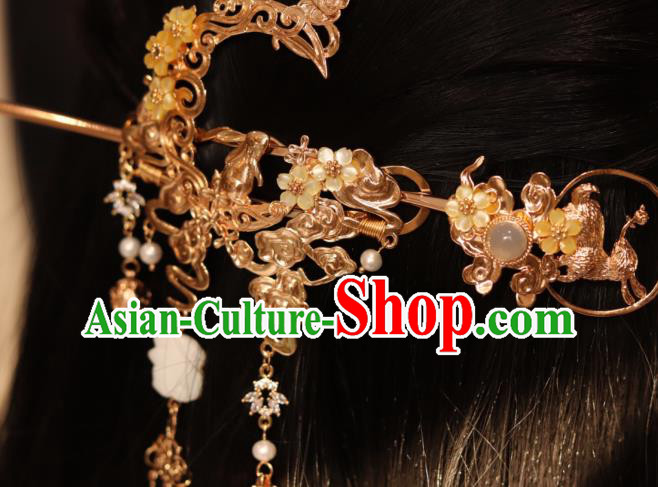 China Classical Hanfu Hair Accessories Traditional Ming Dynasty Princess Hair Crown and Hairpin China Classical Hanfu Hair Accessories Traditional Ming Dynasty Princess Hair Crown and Hairpin