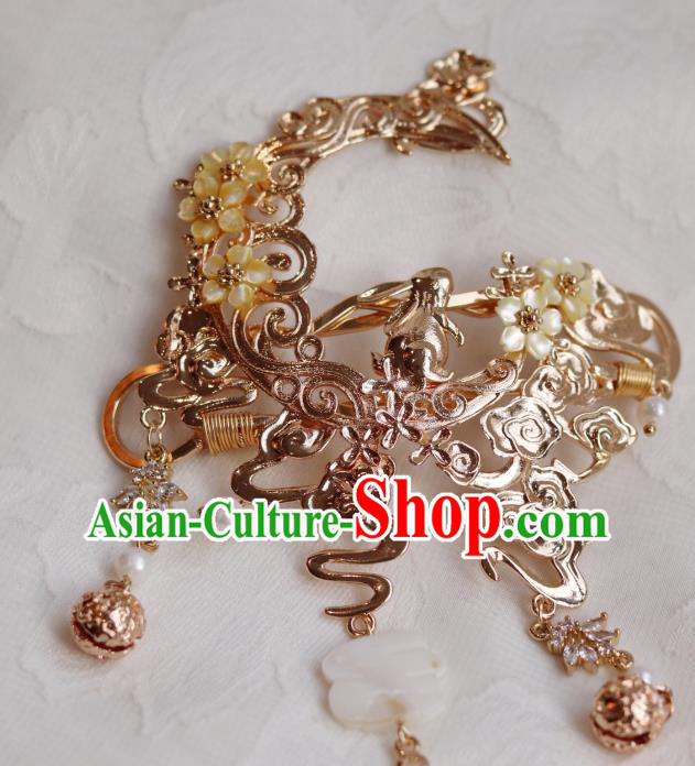China Classical Hanfu Hair Accessories Traditional Ming Dynasty Princess Hair Crown and Hairpin China Classical Hanfu Hair Accessories Traditional Ming Dynasty Princess Hair Crown and Hairpin