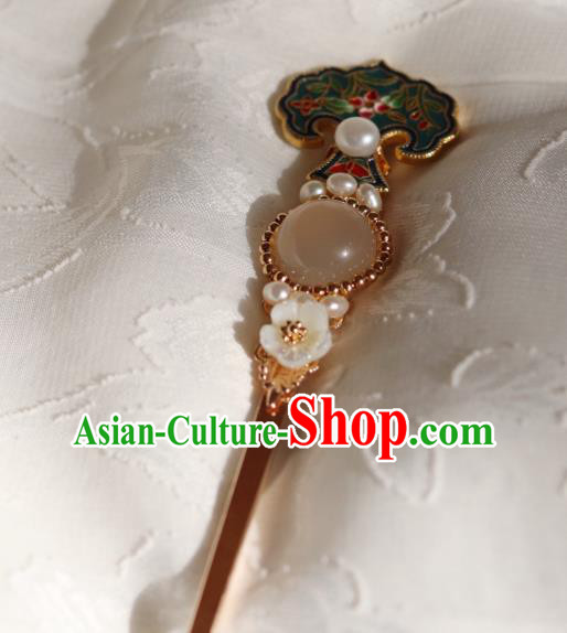 China Traditional Pearls Hairpin Classical Cheongsam Enamel Hair Stick China Traditional Pearls Hairpin Classical Cheongsam Enamel Hair Stick