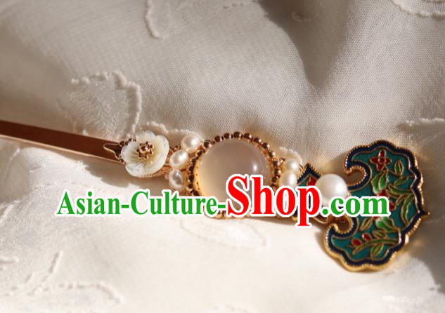 China Traditional Pearls Hairpin Classical Cheongsam Enamel Hair Stick China Traditional Pearls Hairpin Classical Cheongsam Enamel Hair Stick