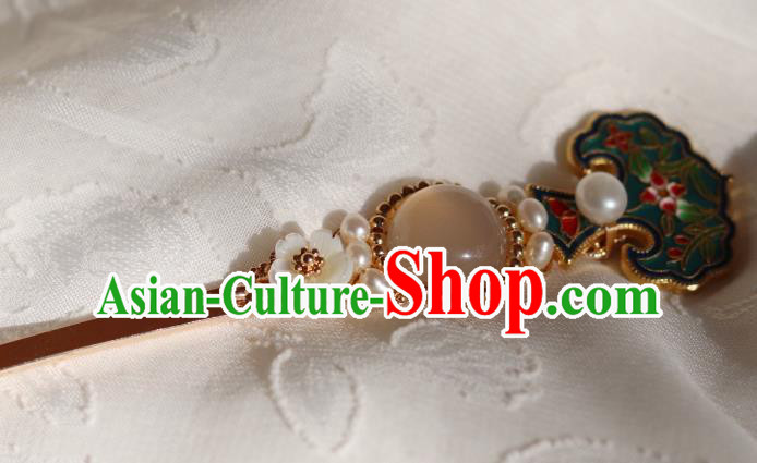 China Traditional Pearls Hairpin Classical Cheongsam Enamel Hair Stick China Traditional Pearls Hairpin Classical Cheongsam Enamel Hair Stick
