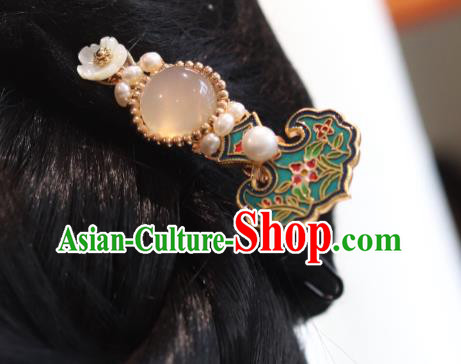 China Traditional Pearls Hairpin Classical Cheongsam Enamel Hair Stick China Traditional Pearls Hairpin Classical Cheongsam Enamel Hair Stick