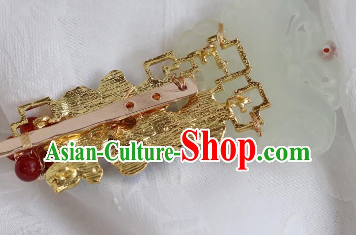 China Traditional Qing Dynasty Jade Butterfly Hairpin Classical Blueing Flower Hair Stick China Traditional Qing Dynasty Jade Butterfly Hairpin Classical Blueing Flower Hair Stick