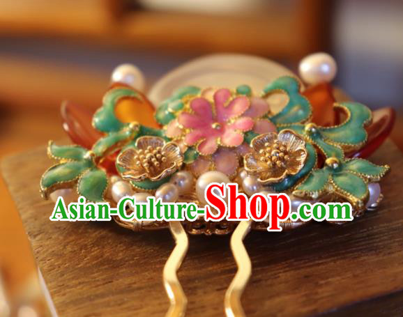 China Classical Pearls Enamel Hair Stick Traditional Qing Dynasty Jade Peach Hairpin China Classical Pearls Enamel Hair Stick Traditional Qing Dynasty Jade Peach Hairpin