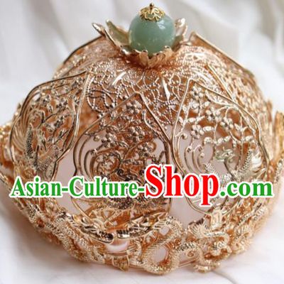 China Ancient Queen Golden Phoenix Coronet Traditional Ming Dynasty Empress Hair Crown