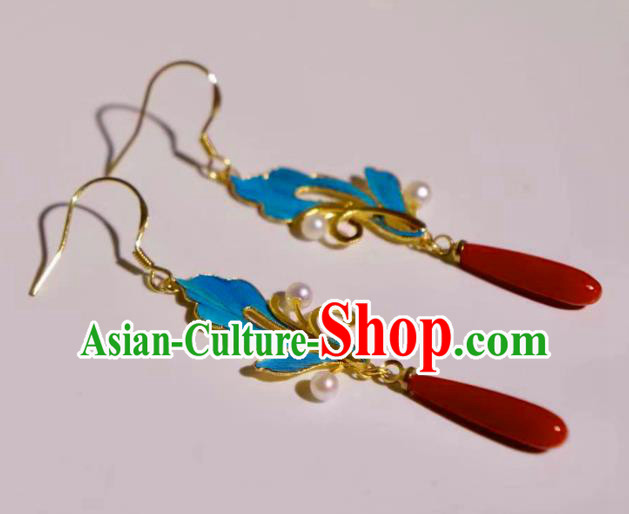 Chinese Traditional Culture Jewelry Butterfly Earrings Ancient Qing Dynasty Agate Ear Accessories Chinese Traditional Culture Jewelry Butterfly Earrings Ancient Qing Dynasty Agate Ear Accessories