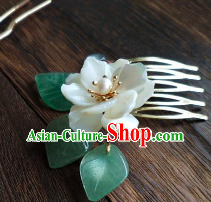 China Ancient Princess Shell Hairpin Traditional Ming Dynasty Jasmine Flower Hair Comb China Ancient Princess Shell Hairpin Traditional Ming Dynasty Jasmine Flower Hair Comb