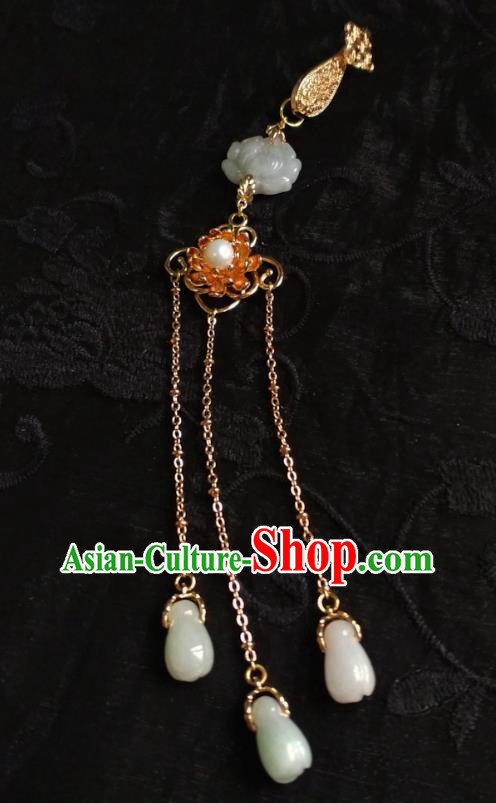 Chinese Traditional Hanfu Jade Tassel Accessories Classical Ming Dynasty Princess Brooch Pendant Chinese Traditional Hanfu Jade Tassel Accessories Classical Ming Dynasty Princess Brooch Pendant