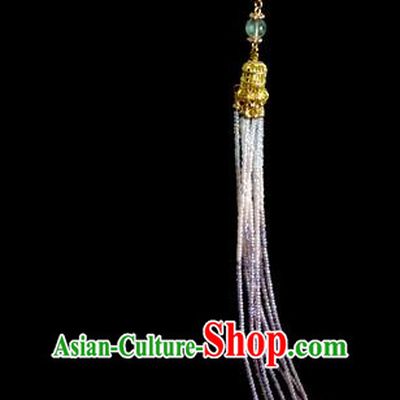 China Ancient Royal Princess Shell Hairpin Traditional Ming Dynasty Purple Beads Tassel Hair Stick