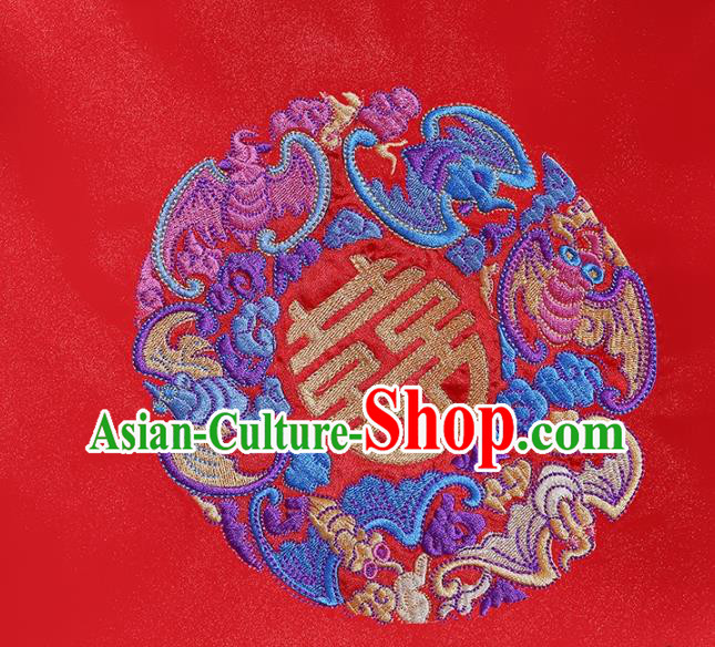Chinese Embroidered Bridal Veil Traditional Wedding Headdress Classical Xiuhe Suit Red Satin Accessories Chinese Embroidered Bridal Veil Traditional Wedding Headdress Classical Xiuhe Suit Red Satin Accessories