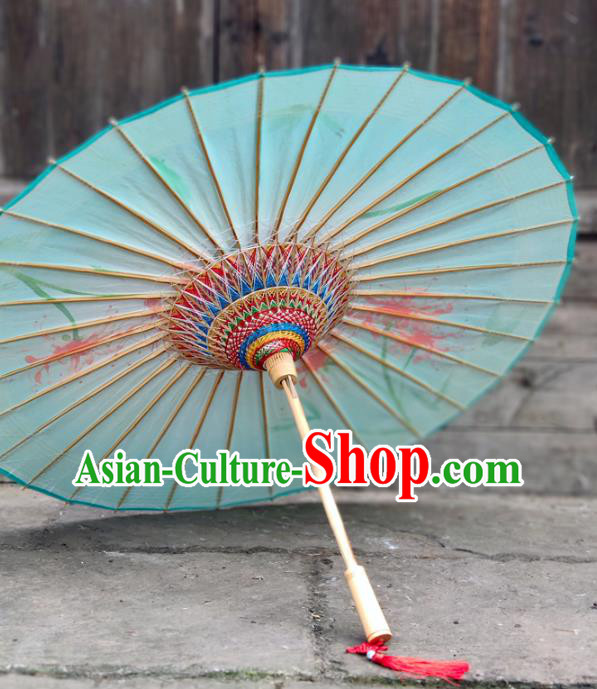 China Painting Manjusaka Blue Oil Paper Umbrella Classical Dance Umbrella China Painting Manjusaka Blue Oil Paper Umbrella Classical Dance Umbrella
