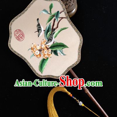 Chinese Traditional Ming Dynasty Palace Fan Handmade Embroidered Silk Fan
