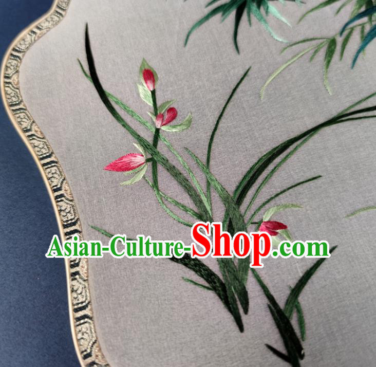Chinese Classical Dance Silk Fan Traditional Hanfu Fan Handmade Embroidered Orchid Bamboo Palace Fan Chinese Classical Dance Silk Fan Traditional Hanfu Fan Handmade Embroidered Orchid Bamboo Palace Fan