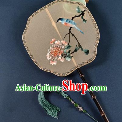 Chinese Traditional Hanfu Silk Fan Handmade Embroidered Palace Fan Ancient Song Dynasty Princess Fan