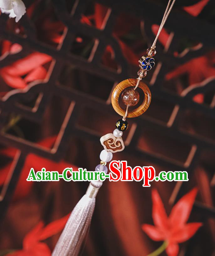 Chinese Traditional Rosewood Waist Accessories Classical Cheongsam Brooch Grey Tassel Pendant Chinese Traditional Rosewood Waist Accessories Classical Cheongsam Brooch Grey Tassel Pendant