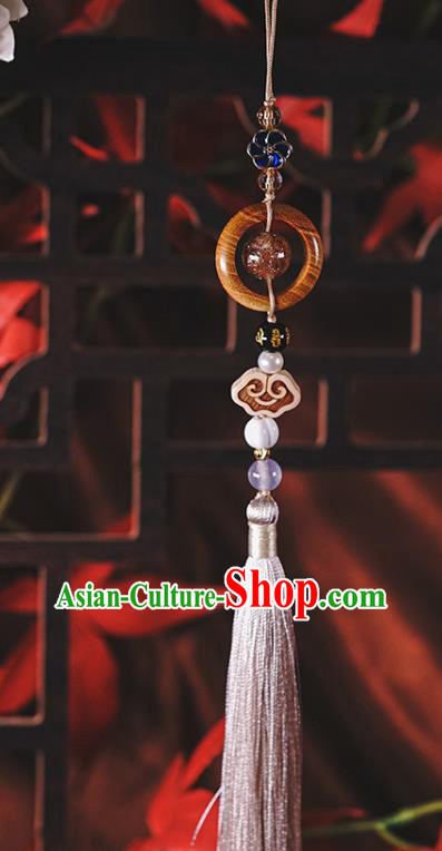 Chinese Traditional Rosewood Waist Accessories Classical Cheongsam Brooch Grey Tassel Pendant Chinese Traditional Rosewood Waist Accessories Classical Cheongsam Brooch Grey Tassel Pendant