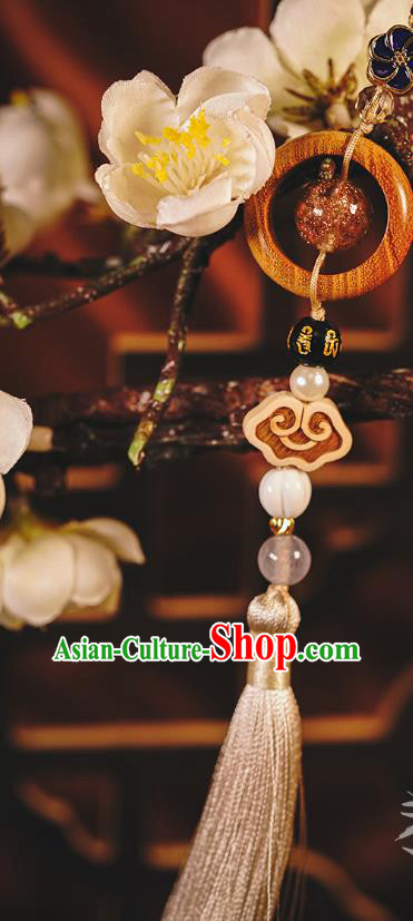 Chinese Traditional Rosewood Waist Accessories Classical Cheongsam Brooch Grey Tassel Pendant Chinese Traditional Rosewood Waist Accessories Classical Cheongsam Brooch Grey Tassel Pendant