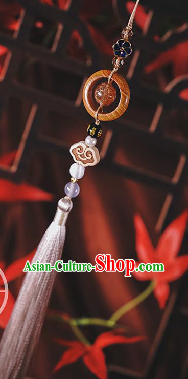 Chinese Traditional Rosewood Waist Accessories Classical Cheongsam Brooch Grey Tassel Pendant Chinese Traditional Rosewood Waist Accessories Classical Cheongsam Brooch Grey Tassel Pendant