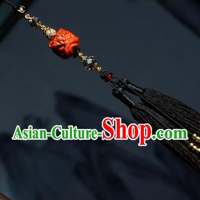 Chinese Classical Cinnabar Tassel Pendant Traditional Hanfu Waist Accessories