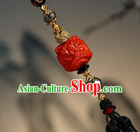 Chinese Classical Cinnabar Tassel Pendant Traditional Hanfu Waist Accessories Chinese Classical Cinnabar Tassel Pendant Traditional Hanfu Waist Accessories