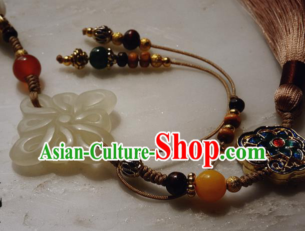 Chinese Classical Brown Tassel Jade Pendant Traditional Hanfu Waist Accessories Chinese Classical Brown Tassel Jade Pendant Traditional Hanfu Waist Accessories