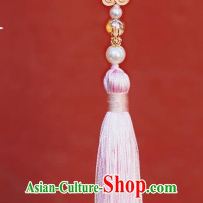 Chinese Classical Pink Tassel Brooch Pendant Traditional Hanfu Enamel Waist Accessories