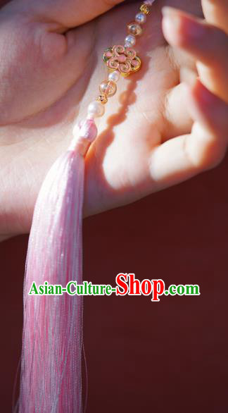 Chinese Classical Pink Tassel Brooch Pendant Traditional Hanfu Enamel Waist Accessories Chinese Classical Pink Tassel Brooch Pendant Traditional Hanfu Enamel Waist Accessories