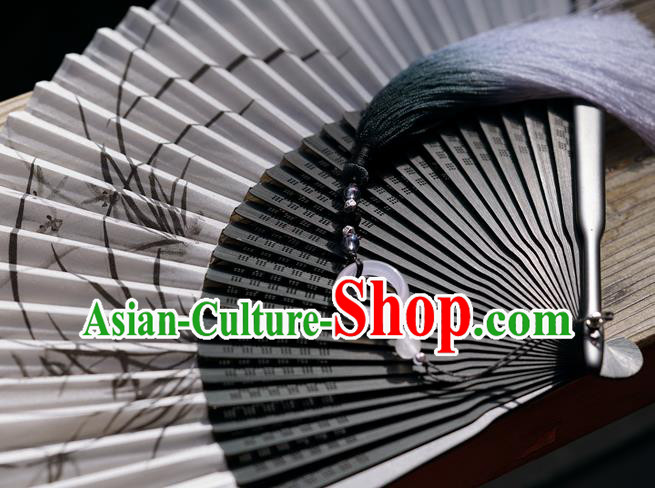 Chinese Bamboo Accordion Ink Painting Orchids Folding Fan Traditional Silk Fan Chinese Bamboo Accordion Ink Painting Orchids Folding Fan Traditional Silk Fan