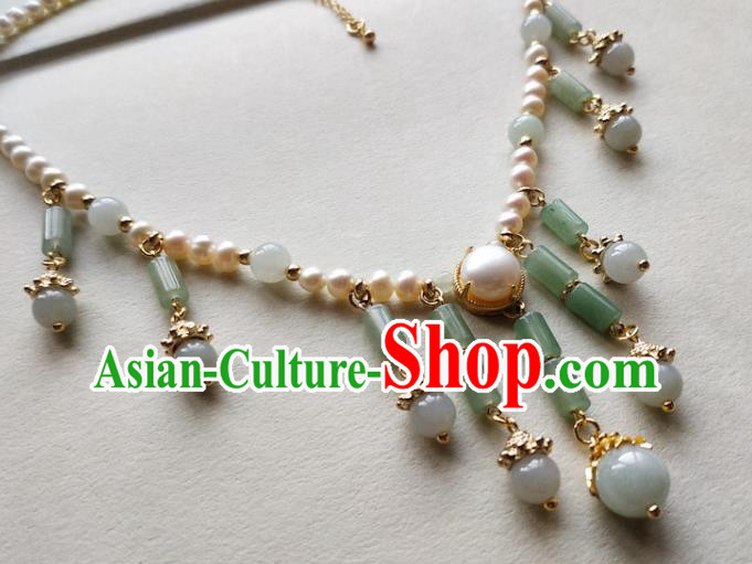 Chinese Classical Aventurine Tassel Necklet Traditional Hanfu Pearls Necklace Accessories Chinese Classical Aventurine Tassel Necklet Traditional Hanfu Pearls Necklace Accessories