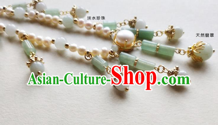 Chinese Classical Aventurine Tassel Necklet Traditional Hanfu Pearls Necklace Accessories Chinese Classical Aventurine Tassel Necklet Traditional Hanfu Pearls Necklace Accessories