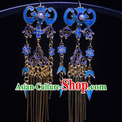 Chinese Cloisonne Bat Earrings Ancient Qing Dynasty Court Ear Accessories Traditional Culture Jewelry