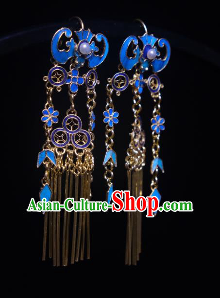 Chinese Cloisonne Bat Earrings Ancient Qing Dynasty Court Ear Accessories Traditional Culture Jewelry Chinese Cloisonne Bat Earrings Ancient Qing Dynasty Court Ear Accessories Traditional Culture Jewelry