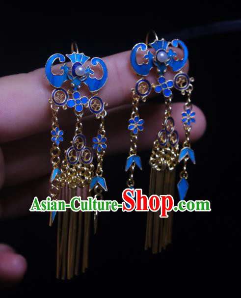 Chinese Cloisonne Bat Earrings Ancient Qing Dynasty Court Ear Accessories Traditional Culture Jewelry Chinese Cloisonne Bat Earrings Ancient Qing Dynasty Court Ear Accessories Traditional Culture Jewelry