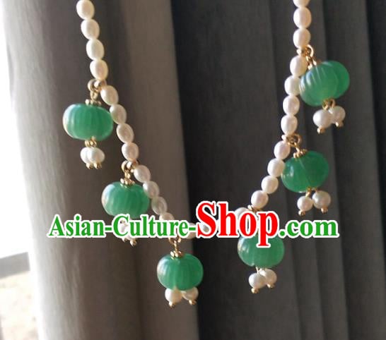 Chinese Traditional Hanfu Pearls Necklace Accessories Classical Aventurine Necklet Chinese Traditional Hanfu Pearls Necklace Accessories Classical Aventurine Necklet