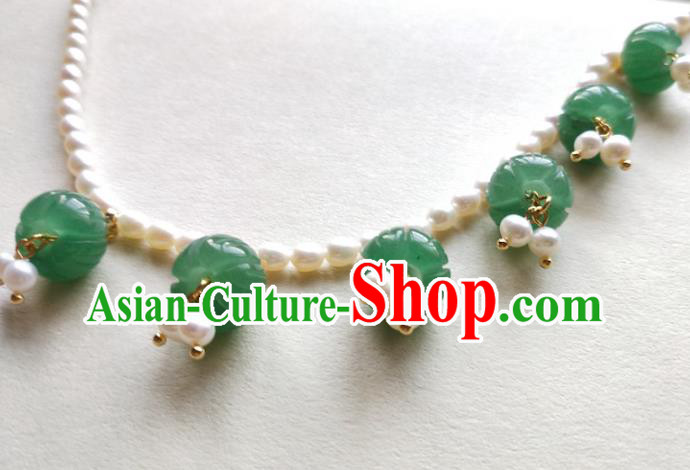 Chinese Traditional Hanfu Pearls Necklace Accessories Classical Aventurine Necklet Chinese Traditional Hanfu Pearls Necklace Accessories Classical Aventurine Necklet
