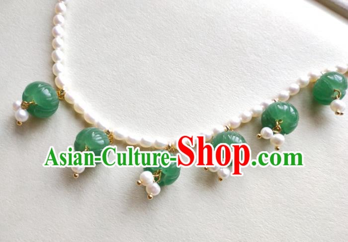 Chinese Traditional Hanfu Pearls Necklace Accessories Classical Aventurine Necklet Chinese Traditional Hanfu Pearls Necklace Accessories Classical Aventurine Necklet