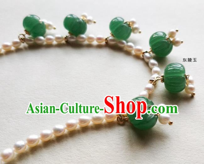 Chinese Traditional Hanfu Pearls Necklace Accessories Classical Aventurine Necklet Chinese Traditional Hanfu Pearls Necklace Accessories Classical Aventurine Necklet