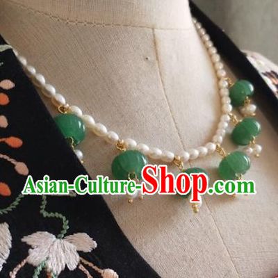 Chinese Traditional Hanfu Pearls Necklace Accessories Classical Aventurine Necklet