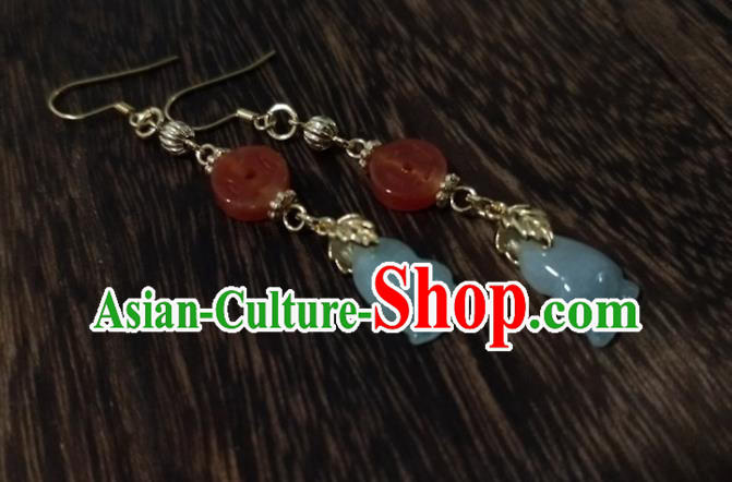 Chinese Traditional Jade Ear Accessories Handmade Classical Cheongsam Agate Peace Buckle Earrings Chinese Traditional Jade Ear Accessories Handmade Classical Cheongsam Agate Peace Buckle Earrings