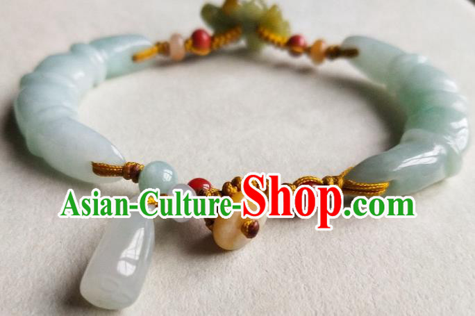 Chinese Traditional Hanfu Carving Lotus Wristlet Accessories Classical Jade Bracelet Jewelry Chinese Traditional Hanfu Carving Lotus Wristlet Accessories Classical Jade Bracelet Jewelry