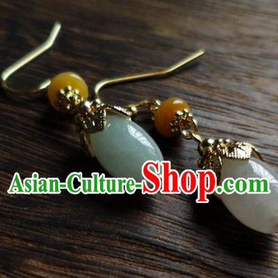 Chinese Handmade Classical Cheongsam Earrings Traditional Aventurine Ear Accessories