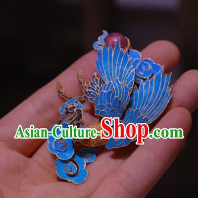 China Traditional Cheongsam Cloisonne Phoenix Breastpin Jewelry Handmade Tourmaline Brooch Filigree Accessories