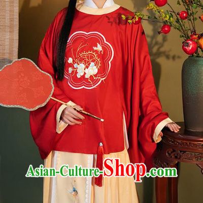 China Ancient Young Lady Hanfu Costumes Traditional Ming Dynasty Historical Clothing