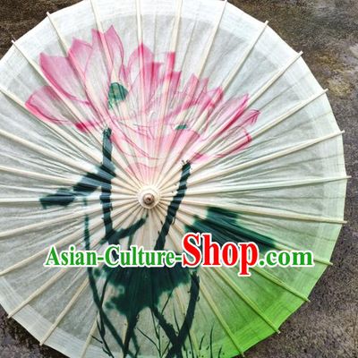 China Traditional Dance Oil Paper Umbrella Handmade Umbrellas Craft Classical Ink Painting Lotus Umbrella