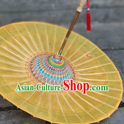 China Traditional Yellow Oil Paper Umbrella Handmade Classical Jiangnan Umbrellas